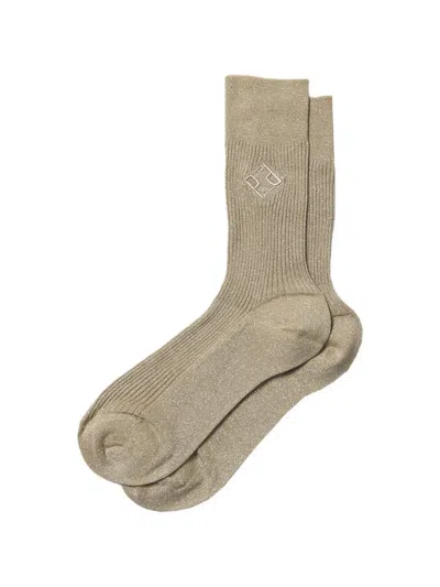 Peserico Metallic-effect Ribbed Socks In Neutral