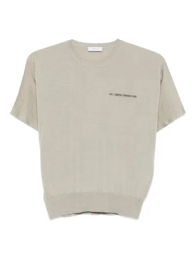 Peserico Metallic-embellished Cashmere-silk T-shirt In Neutral