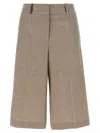 Peserico Micro Houndstooth Long Bermuda Shorts Bermuda And Short Beige In Gray
