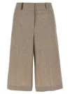 Peserico Micro Houndstooth Long Bermuda Shorts Bermuda And Short Beige In Brown