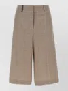 Peserico Micro Houndstooth Long Bermuda Shorts Bermuda And Short Beige In Gray