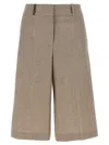Peserico Micro Houndstooth Long Bermuda Shorts Bermuda And Short Beige In Brown