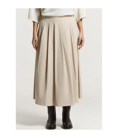 Peserico Matte Microfiber Pleated Midi Skirt In Yellow