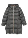 Peserico Mid-length Gray Padded Jacket With Hood In Gray