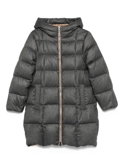 PESERICO MID-LENGTH GRAY PADDED JACKET WITH HOOD