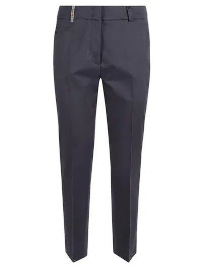 Peserico Mid-rise Stretched Tailored Trousers In Blue