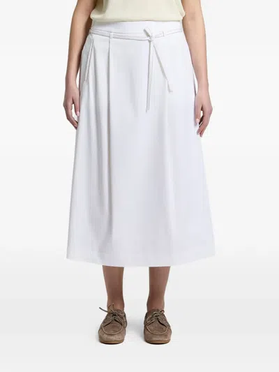 Peserico Midi Belted Pleated Skirt In White