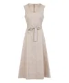Peserico Sleeveless Maxi Dress With Fitted Bodice In Beige