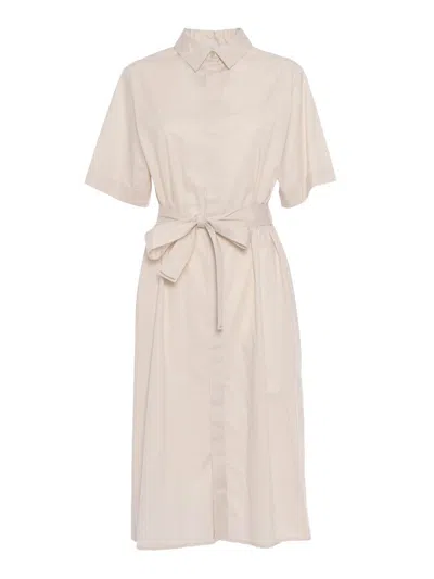 Peserico Belted Bead-embellished Midi Dress In Yellow