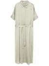 Peserico Satin Midi Dress In Green