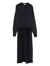 Peserico Midi Dress With Inserts In Black