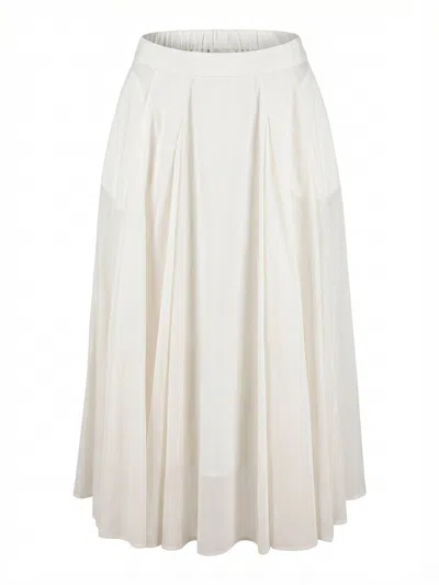 Peserico Midi Pleated A-line Skirt In White