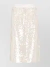 Peserico Midi Skirt With Sequins And Side Vent In Neutral