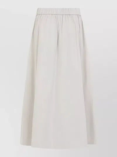 Peserico Midi Taffetas Skirt High Waist Pleated In White