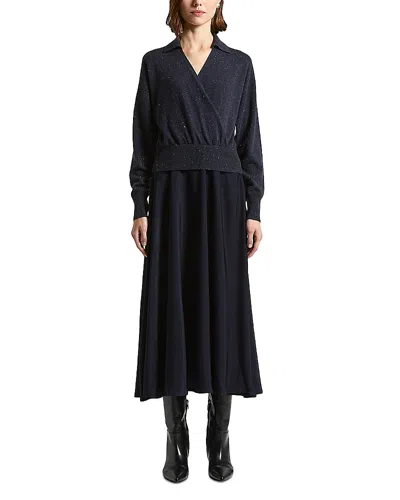 Peserico Mixed Media Dress In Blue