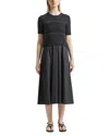 Peserico Women Two-tone Dress In Pure Cotton With Micro Sequins In Black