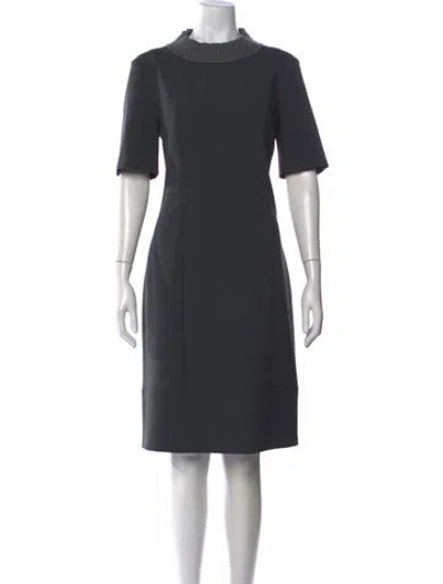 Pre-owned Peserico Mock Neck Knee-length Dress In Gray