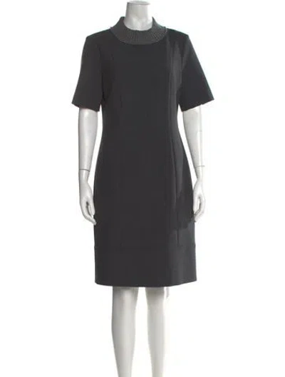 Pre-owned Peserico Mock Neck Knee-length Dress In Gray