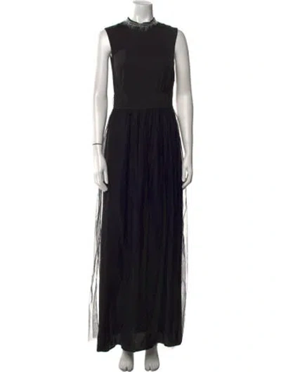 Pre-owned Peserico Mock Neck Long Dress In Black