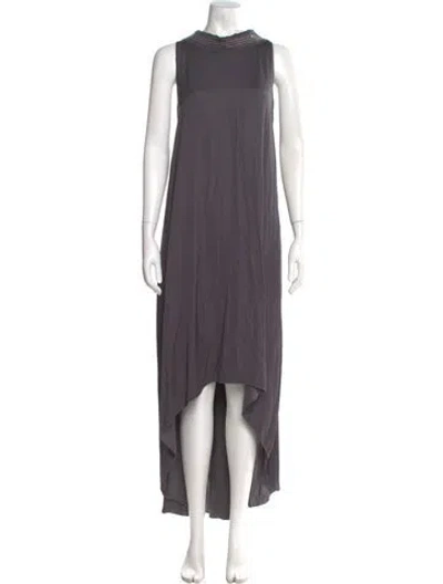 Pre-owned Peserico Mock Neck Long Dress In Gray