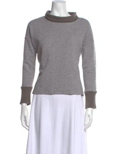 Pre-owned Peserico Mock Neck Long Sleeve Sweatshirt In Grey