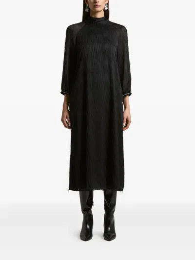 Peserico Mock-neck Midi Dress In Black