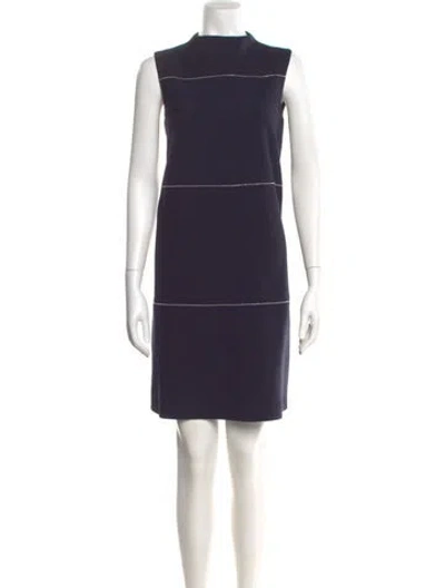 Pre-owned Peserico Mock Neck Mini Dress In Blue