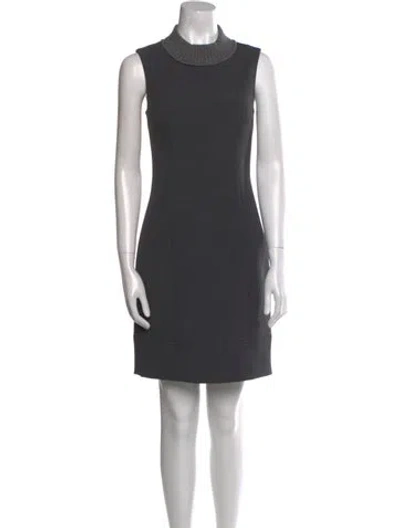 Pre-owned Peserico Mock Neck Mini Dress In Gray