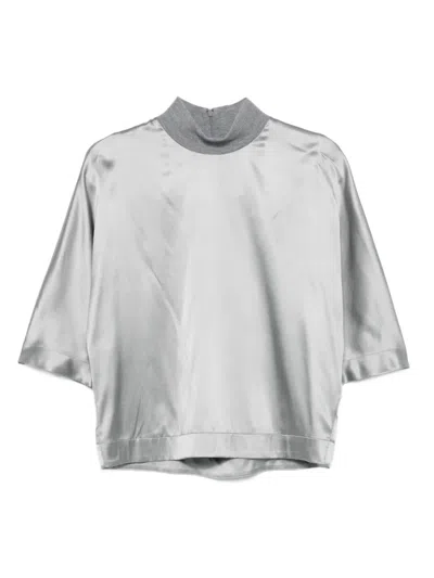 Peserico Mock-neck T-shirt In Gray