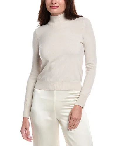 Peserico Mock Neck Wool & Cashmere-blend Sweater In Neutral