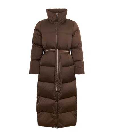 Peserico Monili-chain Belted Puffer Jacket In Brown