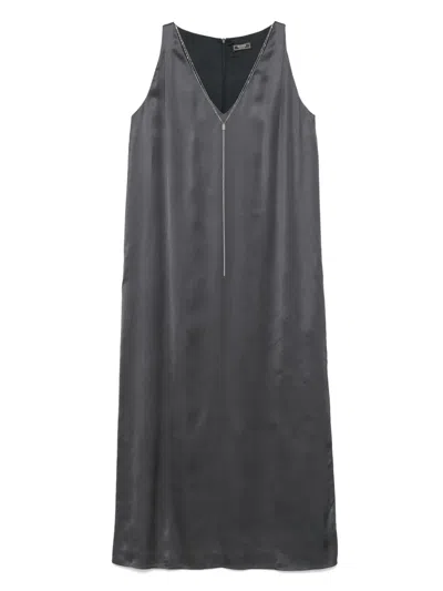 Peserico Monili-chain Detailed Midi Dress In Grey