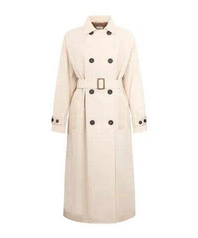 Peserico Monili-chain Double-breasted Trenchcoat In Neutrals