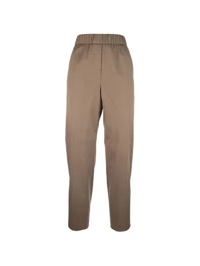 Peserico Monili-chain Elasticated-waist Trousers In Brown