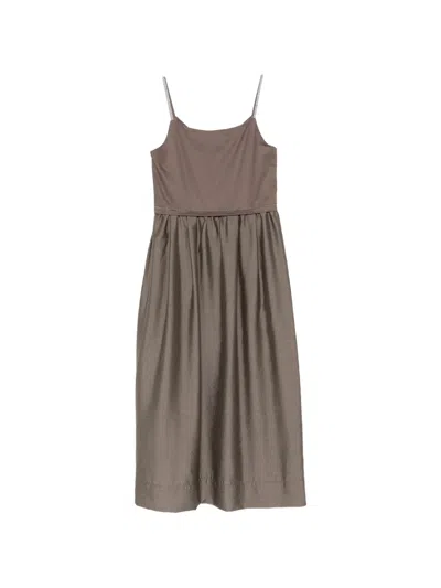 Peserico Monili-chain Sleeveless Midi Dress In Brown