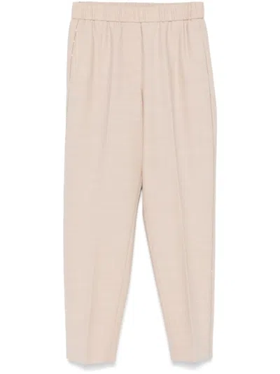 Peserico Monili-chain Virgin Wool Trousers In Neutral