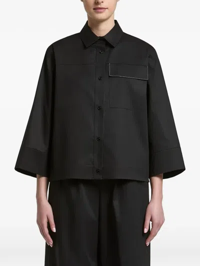 Peserico Monili-trim Wide-sleeve Shirt In Black