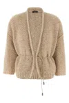 Peserico Sequin-embellished Belted Cardigan In Brown