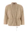 Peserico Sequin-embellished Belted Cardigan In Brown