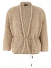 Peserico Sequin-embellished Belted Cardigan In Neutral