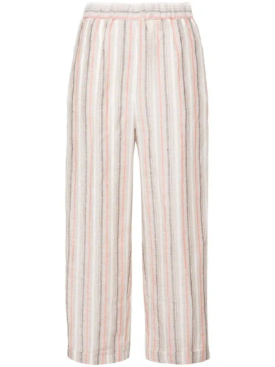 Peserico Striped Linen Trousers In Neutrals