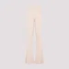 Peserico Flare Knit Rib Nude Fleece Wool Pant In Natural