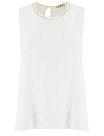Peserico Natural White Silk Blend Crew-neck Shirt