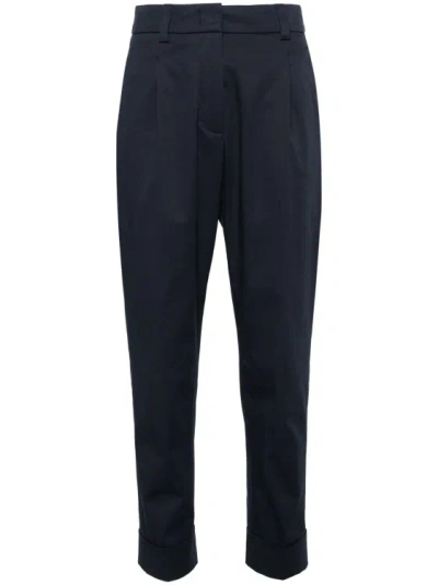 Peserico Navy Blue Cuffed Pants