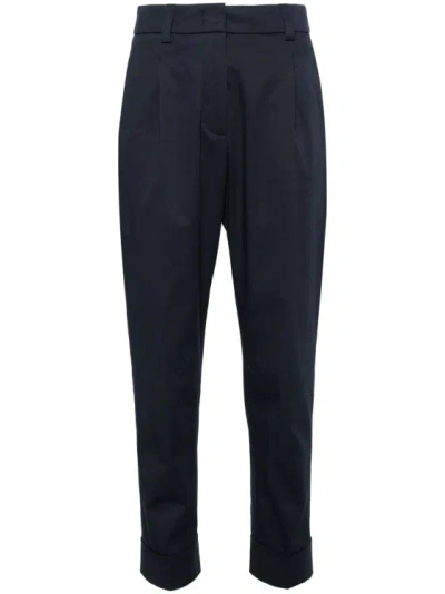 Peserico Cuffed Tapered Trousers In Blue