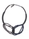 Peserico Crystal-beaded Two-tone Necklace In Metallic