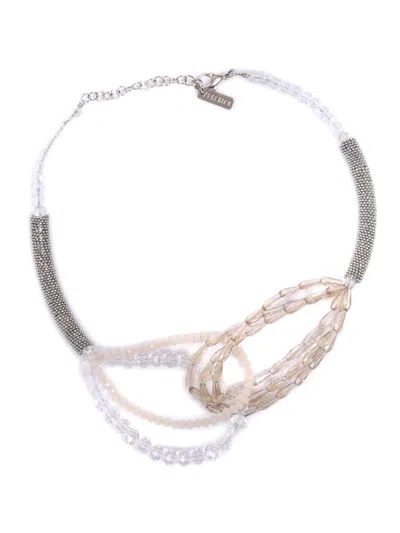 Peserico Crystal-beaded Two-tone Necklace In White