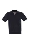 Peserico Polo Shirt In Pure Cotton Yarn In Blue