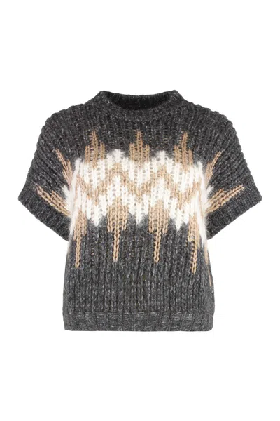 Peserico Norwegian Sweater In Alpaca Blend In Gray