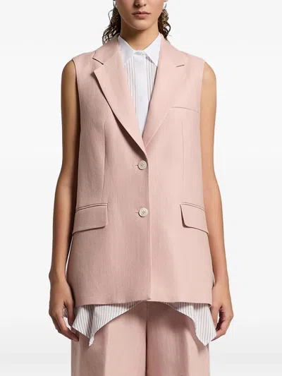 Peserico Notched-lapel Linen Vest In Pink